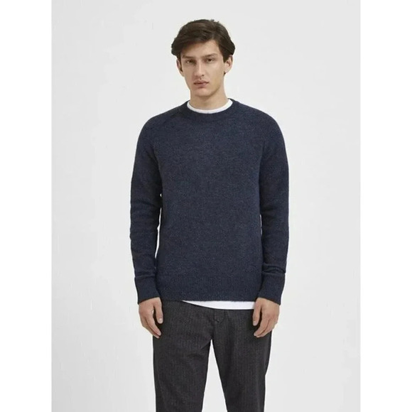 Selected Homme Men's Alpaca Blend Jumper Sweater Sky Captain Size S (MSRP $140) - Picture 1 of 5